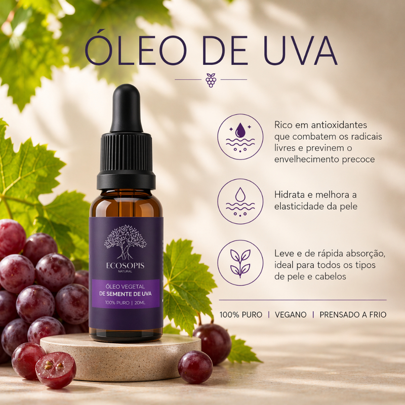 Oleo Vegetal de Semente de Uva 100% PURO