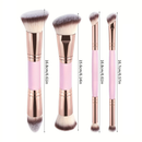 Kit 4 Pincéis de Maquiagem Multifuncionais Duo Ponta – Pincéis Faciais para Base, Corretivo e Blush