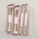 Kit 4 Pincéis de Maquiagem Multifuncionais Duo Ponta – Pincéis Faciais para Base, Corretivo e Blush